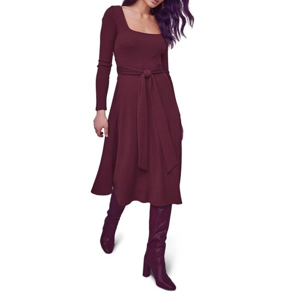 ASTR The Label Dresses & Skirts - ASTR Red Ribbed Knit Midi Dress M